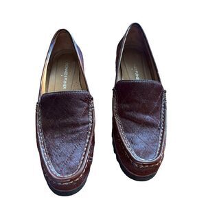 Donald Pliner Roko H1 Burgundy Womens Leather Calf Hair Slip Loafer Shoes Size 6